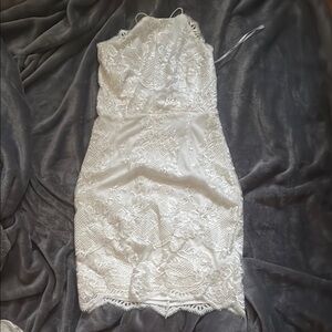 lulu Elegant White Lace Dress